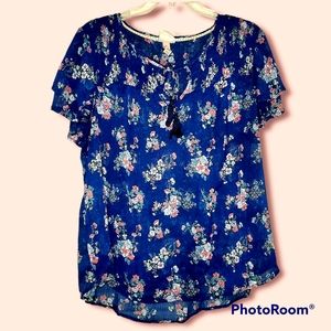Knox Rose Floral Peasant Blouse Sz XXL